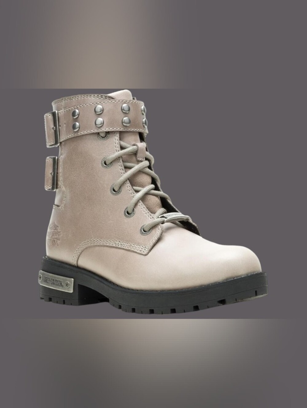 Harley-Davidson Women's Taupe Lace-Up/ Side Zippered Buckle Combat Boots